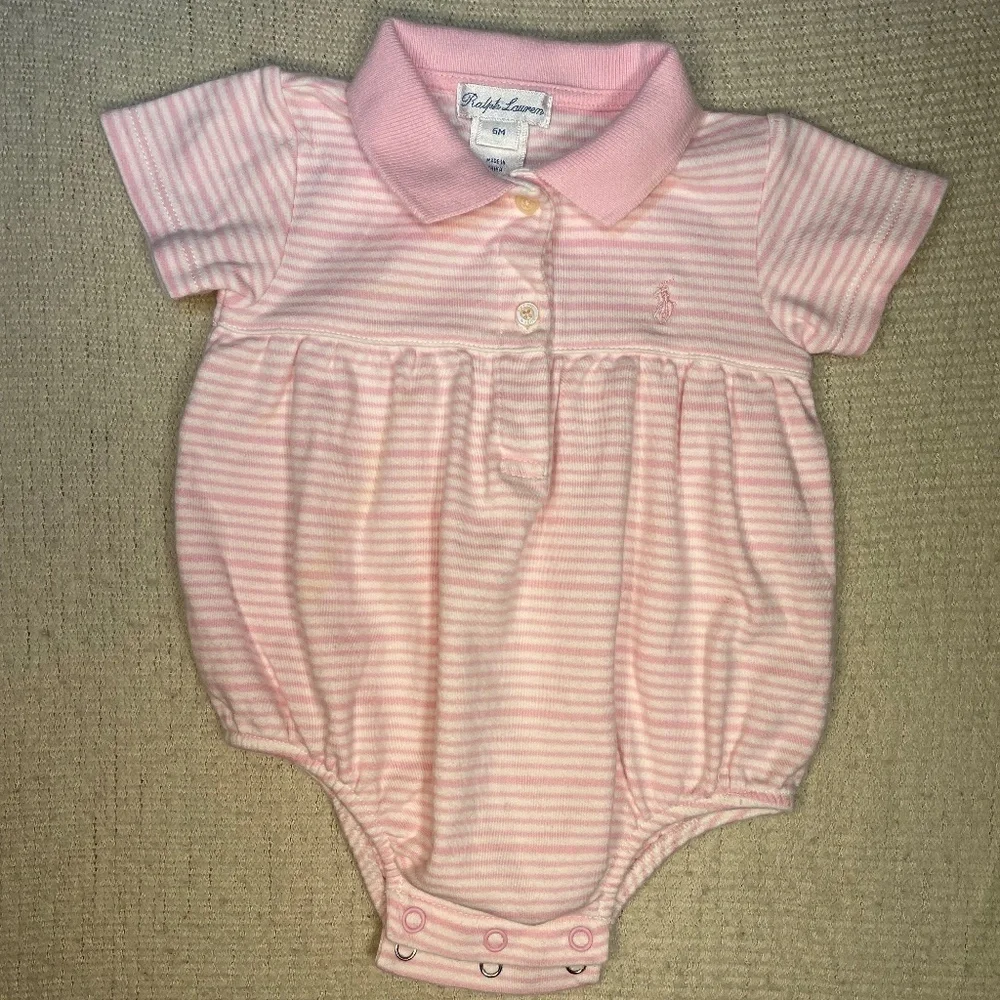 Ralph Lauren Pink Striped Kids One Piece